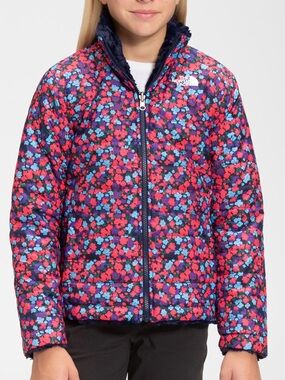 The North Face Girls Reversible Mossbud Swirl Jacket Floral Fleece Puffer Coat
